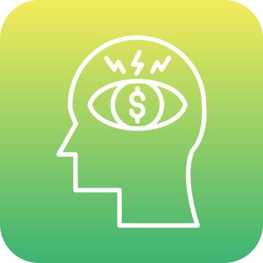 Dolar işaretli beyin simgesi, vektör illüstrasyonu