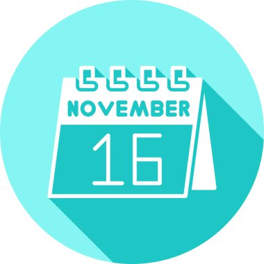 Tarih ve takvim ile mavi yaprağın vektör çizimi 16 Ekim