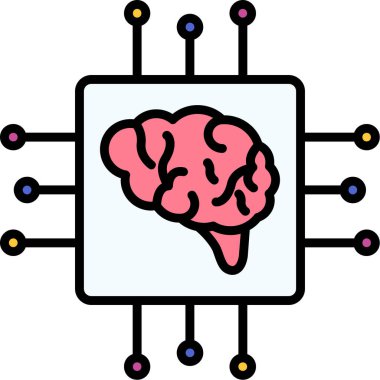 Yapay zeka beyin renk ikonu vektörü. Beyin zekası yapay zeka işareti. sembol illüstrasyonu