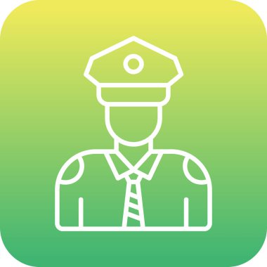 Polis şapkası vektör simgesi olan eşsiz bir adam.