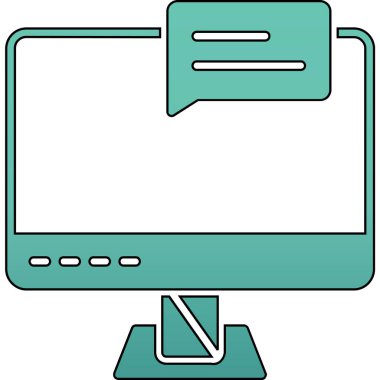 Konuşma kabarcığı vektör illüstrasyon tasarımlı bilgisayar ekranı