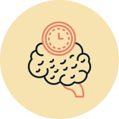 Beyin zaman simgesi doldurulmuş ana hatlar biçiminde