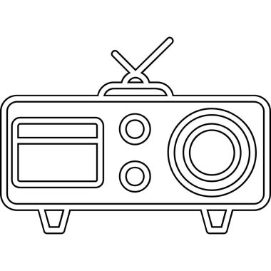 radyo vektör simgesi. Beyaz arkaplan radyosunda izole edilmiş ana hat vektör simgesi.