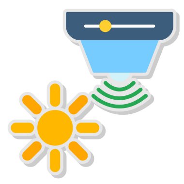 Güneş panelleri simgesi olan güneş. Güneş ve güneş vektör simgeleriyle izometrik beyaz arkaplan üzerinde izole