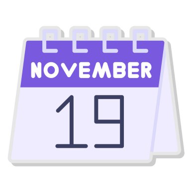 19 Kasım takvim simgesi beyaz arkaplanda