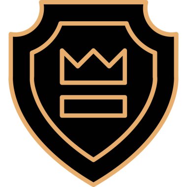 Taçlı kalkan ve kalkan ikonu. vektör illüstrasyonu