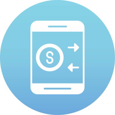 para mobil uygulama yuvarlak simge. Vektör illüstrasyon biçimi, mavi dairenin içindeki düz ikonik renk sembolüdür, yumuşak renkler.