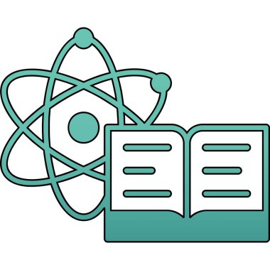 Moda tarzı izole edilmiş arkaplanda atom kitabı simgesi