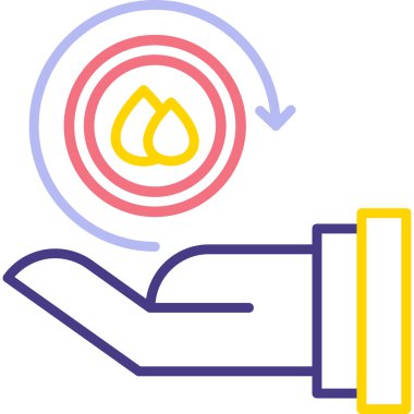 Bir damla ikonu olan bir el