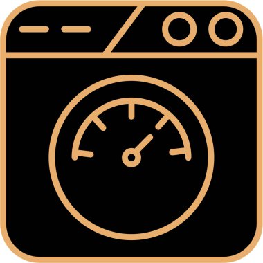 çamaşır makinesi vektör simgesi. biçim yuvarlak kare çerçeveli düz semboldür, siyah renk, gri arkaplan.