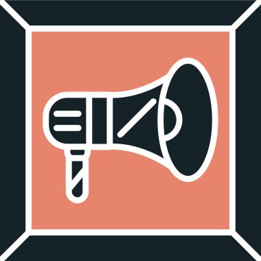 megafon ikonu. Moda düz stil izole çizimi. İnternet ve sosyal ağdan şeffaf arkaplan