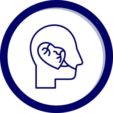 Beyaz arkaplanda izole edilmiş düz biçimdeki baş simgesine sahip beyin