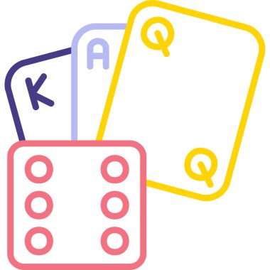 Oyun kartları simgesi ve vektör illüstrasyonu beyaz arkaplanda izole edildi