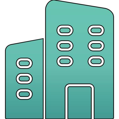 Bina simgesi. Web için vektör simgeleri oluşturmanın basit bir illüstrasyonu