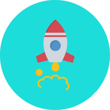 Roket. Web simgesi basit illüstrasyon