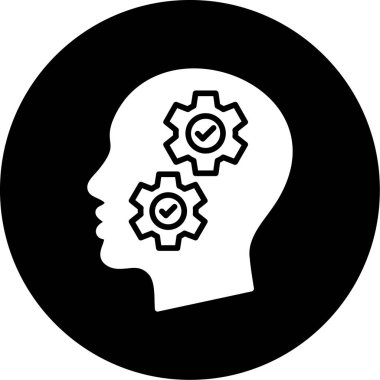 Beyin vektör simgesi. biçim düz sembol, siyah renk, yuvarlak açılar, beyaz arkaplan