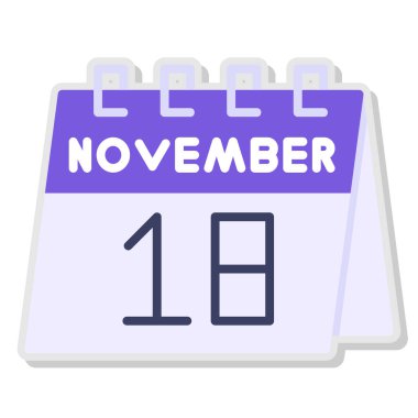 18 Kasım takvim simgesi - izole