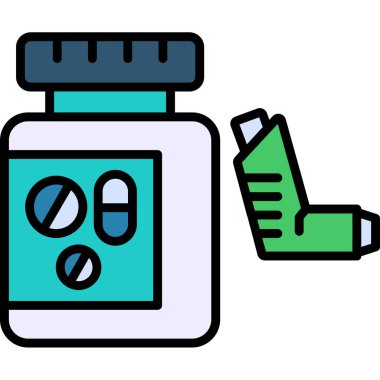 İlaç şişesi ve hap vektör simgesi.