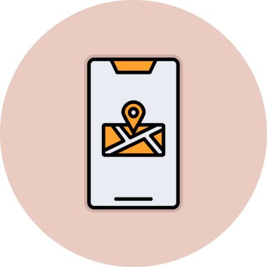 Harita imlecinin vektör simgesi, işaretli akıllı telefon, düz tasarım biçimi