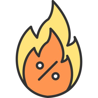 ateş alev simgesi renk ana hatları vektörünü ateşle