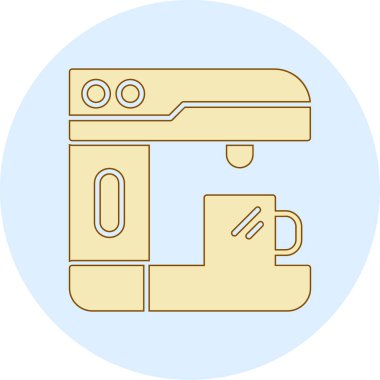 Kahve makinesi ikonu. Web için kahve makinesi vektör simgelerinin özet çizimi