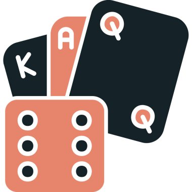 Kart vektör simgesi oynuyorum. bicolor düz sembol, turuncu ve gri renkler, yuvarlak açılar, beyaz arkaplan