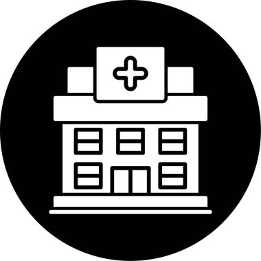 Hastane binası vektör simgesi düz simgesi