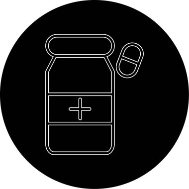 Stok için tıbbi ve sağlık ikonu, ilaç seti ve sağlık vektör simgesi çizimi.