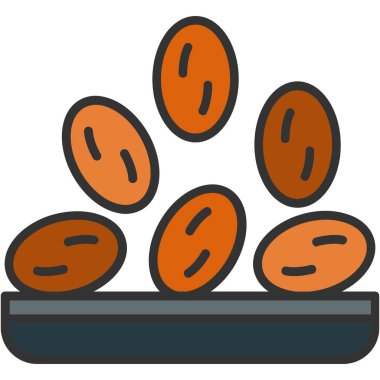 Kahve çekirdeği kahve ikonu, ana hatlarıyla doldurulmuş.