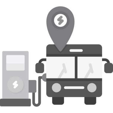 Harita imleç simgesine sahip elektrikli araba, basit biçim