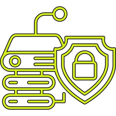 Kilit ve asma kilit vektör illüstrasyon tasarımlı siber güvenlik kalkanı
