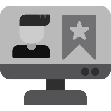 Bilgisayar monitörü. Web simgesi vektör illüstrasyonu