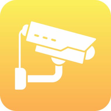 Sarı üzerine güvenlik kamerası simgesi