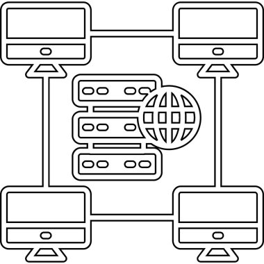 ağ sunucu simgesi ana hat biçiminde