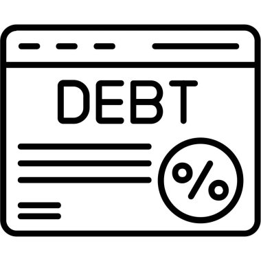 Basit biçim izole edilmiş vektör illüstrasyonunda borç simgesi