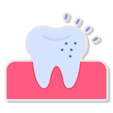 Beyaz arkaplan vektör illüstrasyonunda düz dizayn edilmiş diş simgesi