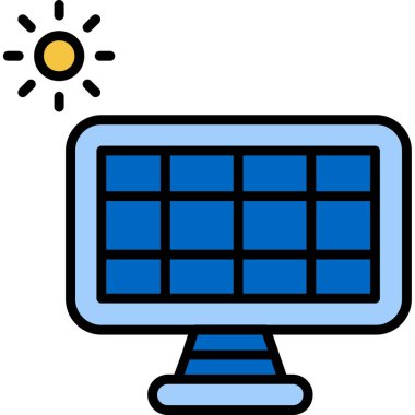 Güneş Paneli vektör simgesi. Basit tasarım