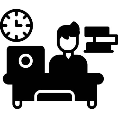 Ofis vektör simgesinde çalışan işadamı