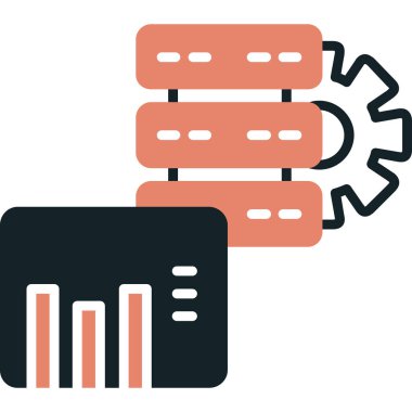 veri analizi düz simgesi, vektör illüstrasyonu.