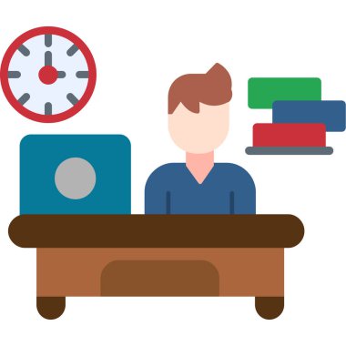 Ofis vektör illüstrasyon grafik tasarımında çalışan işadamı