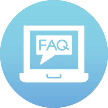 Faq modern mavi yuvarlak düğme soyut illüstrasyon izole