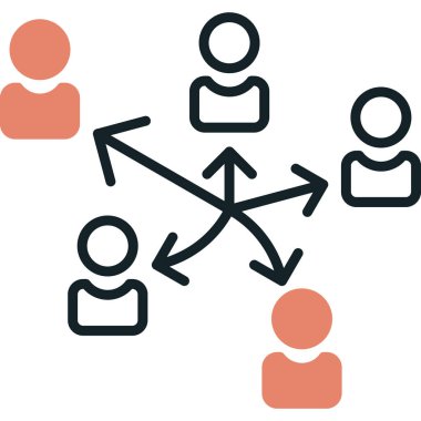 Beyaz arkaplanda izole edilmiş ana hat biçiminde sosyal ağ simgesi.