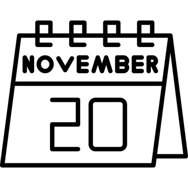 Kasım 20 - Takvim simgesi tasarım vektörü illüstrasyonu