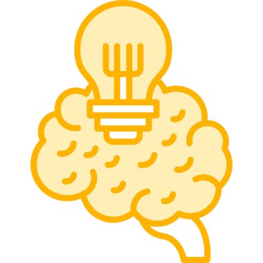 beyin ampulü ikonu vektör çizimi