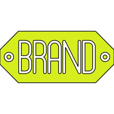 Marka kelimesi yeşil üzerine yazılmış - sarı dikdörtgen çerçeve. iş konsepti çizimi