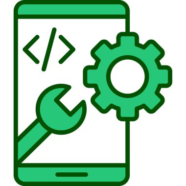 akıllı telefon tornavida ve ingiliz anahtarı, vektör illüstrasyonu