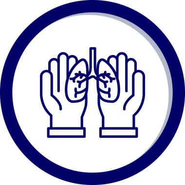 Küresel bir elin mavi arkaplan simgesinin vektör çizimi