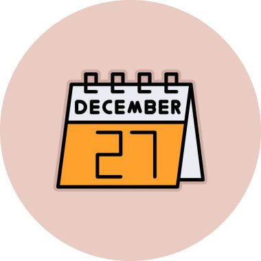 Aralık 'ın 10' u. Takvim 27, takvim tarihi, 2 ayın simge biçimi. ay, takvim izole edildi