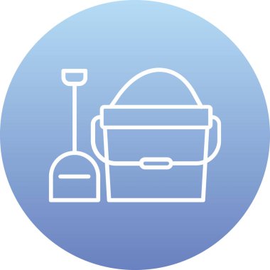 Kürek vektör çizgisi simgesi olan eşsiz bir kova