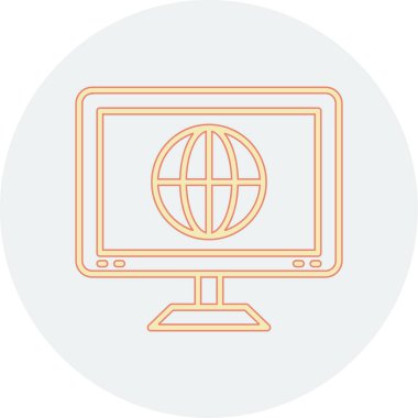 Dünya simgesi, satır biçimi olan bilgisayar monitörü